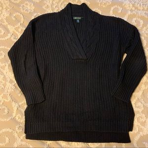 Lauren by Ralph Lauren black cable sweater